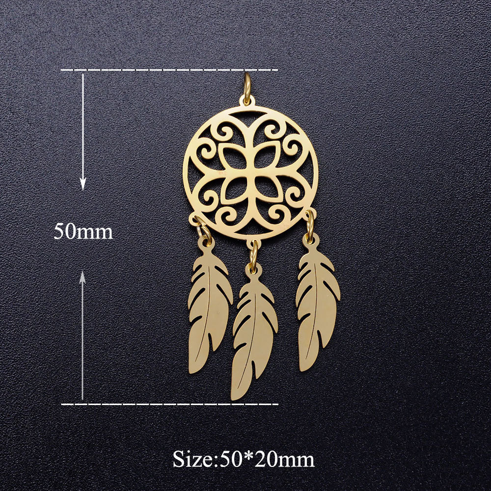 唯星钛钢爱心捕梦网吊坠跨境不锈钢饰品配件diy瑜伽脉轮莲花吊坠