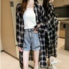 Korean Edition 2020 new pattern Retro Hong Kong flavor Long sleeve lattice shirt Easy Lazy Mid length version shirt coat jacket Korean Edition 2020 new pattern Retro Hong Kong flavor Long sleeve lattice shirt Easy Lazy Mid length version shirt coat jacket