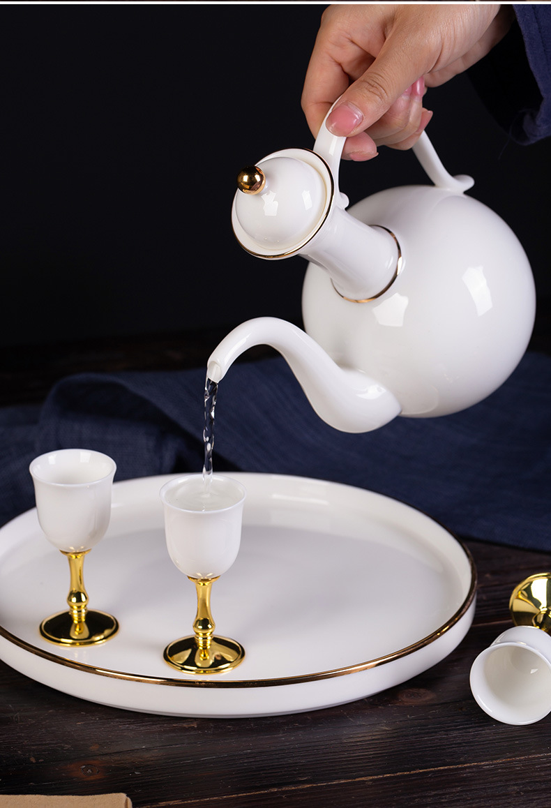 酒杯套装家用景德镇陶瓷酒具白酒杯仿古中式分酒器青瓷小酒盅