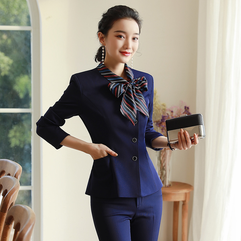 空姐制服职业套装女春秋长袖教师银行工作服气质小西装面试正装女