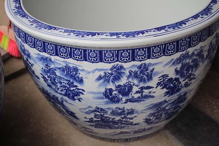 青花景德镇陶瓷鱼缸1米特大水缸瓷缸客厅庭院睡碗莲盆荷花乌龟缸