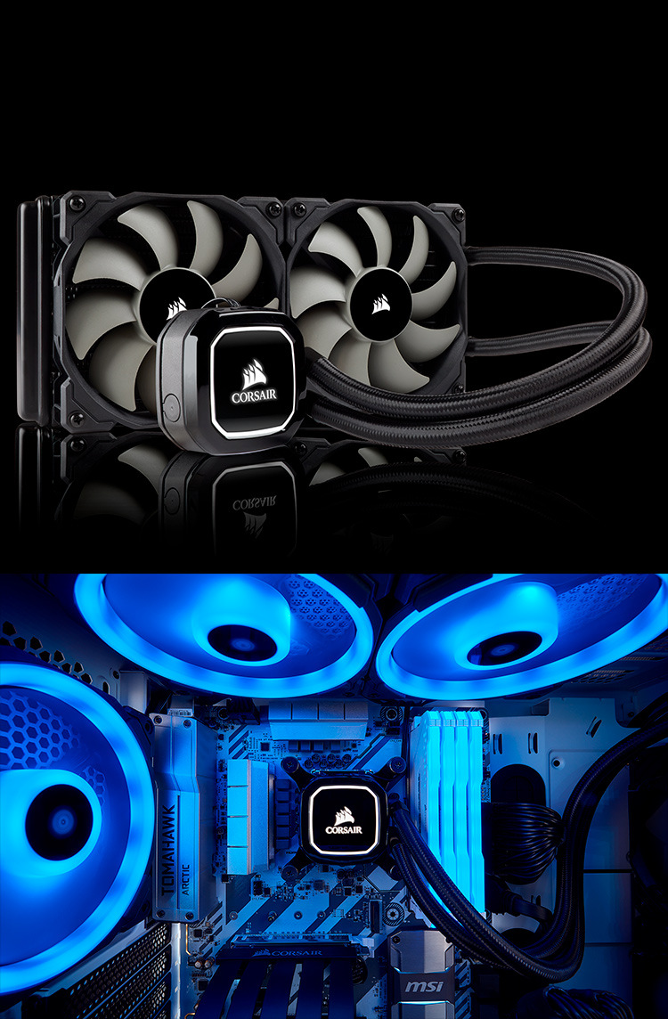 美商海盗船h100x一体式水冷排240mm cpu散热器海盗船风扇双排冷却