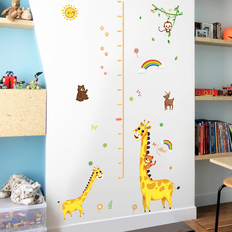 Sk7210 Giraffe Height Measurement Wall Sticker Children's Room Study Corridor Kindergarten Training Class Background Decorative Wall Sticker