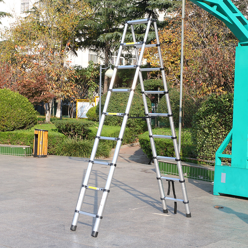 伸缩人字竹节梯 多功能升降收缩梯 便携式家用人字梯子加厚伸缩梯