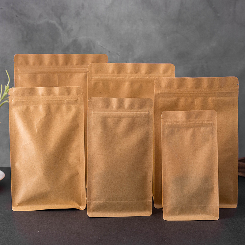 八边封牛皮纸包装袋自封口袋子食品袋加厚干果茶叶花茶袋定制批发