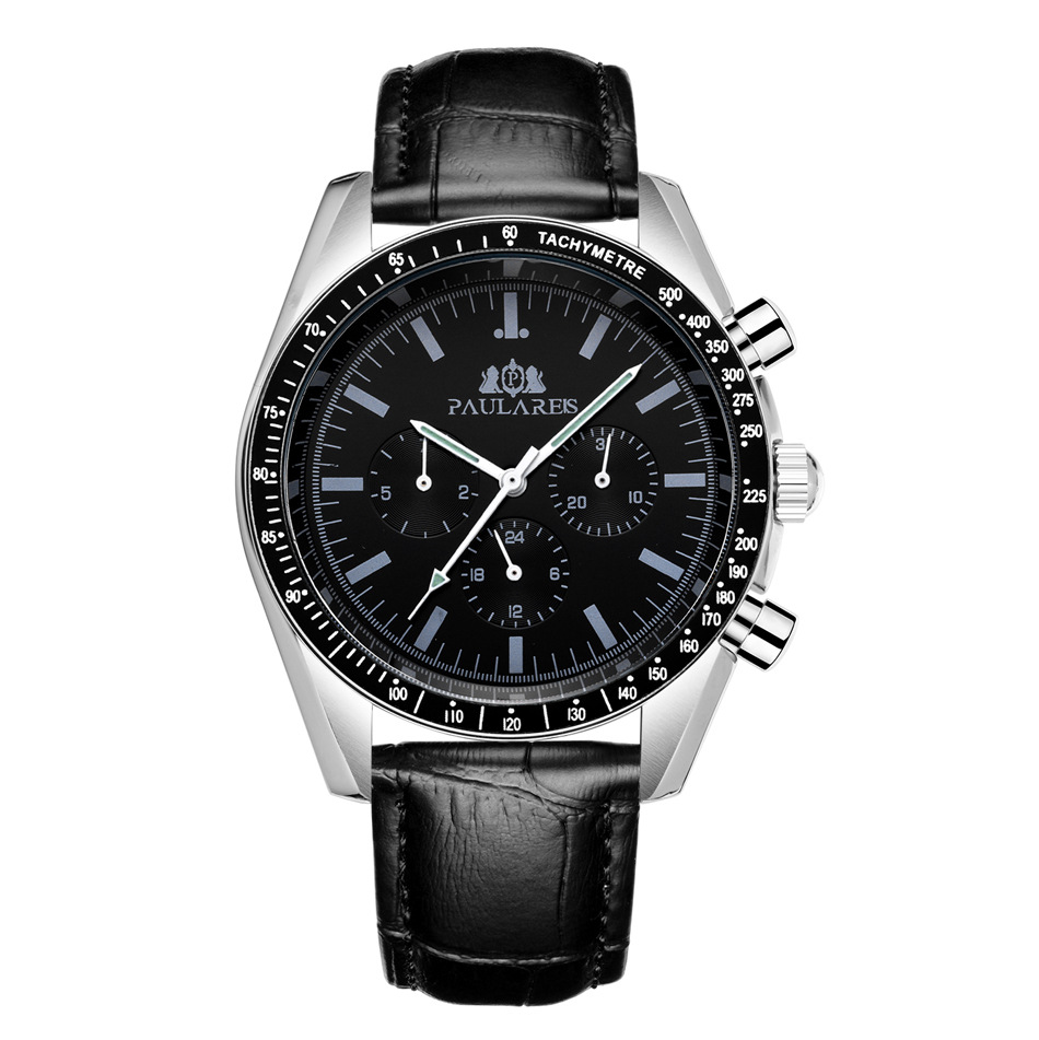 paulareis全自动机械多功能强夜光钢带皮带男表 automatic watch