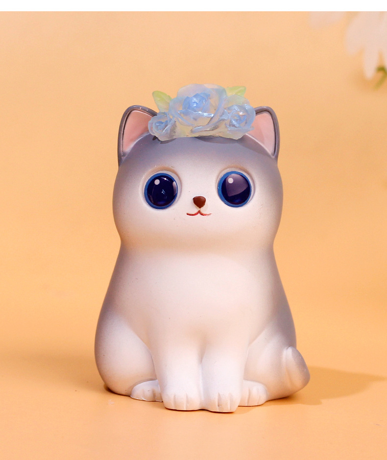 地摊货源卡通可爱猫咪摆件盲盒手办公仔带小夜灯创意礼品生日礼物