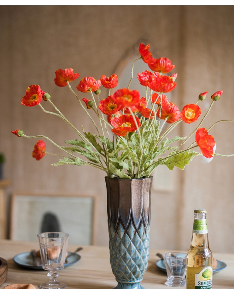 北欧冰岛虞美人仿真花 小罂粟春色清新花艺套装 装饰花瓶摆件艺术