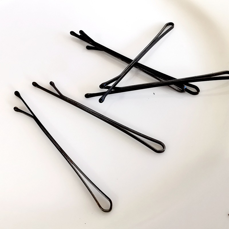 黑色一字夹 细发夹小发针 钢丝边夹发卡顶夹 盘发夹34根u型夹