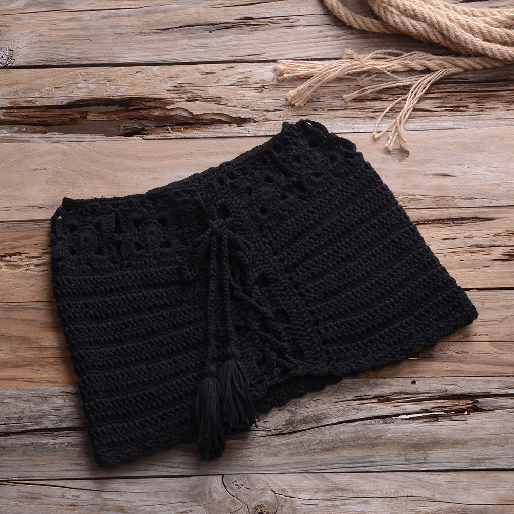 亚马逊欧美泳装纯色修身手工编织绑带泳衣户外沙滩浴温泉游泳衣