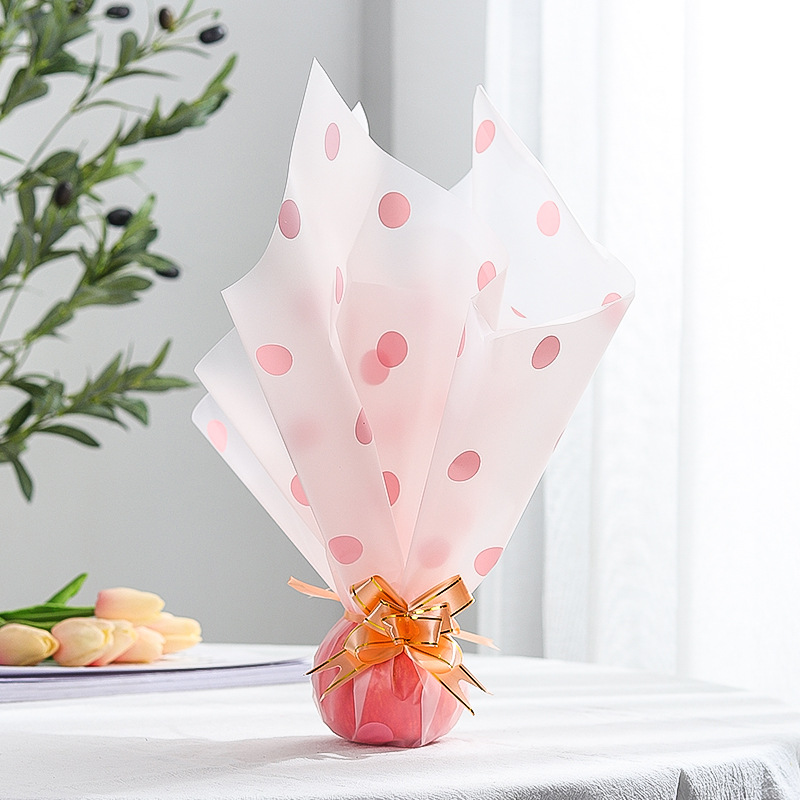 新款圣诞节苹果水果礼品包装纸烫金点雾面纸包苹果玻璃塑料纸20张