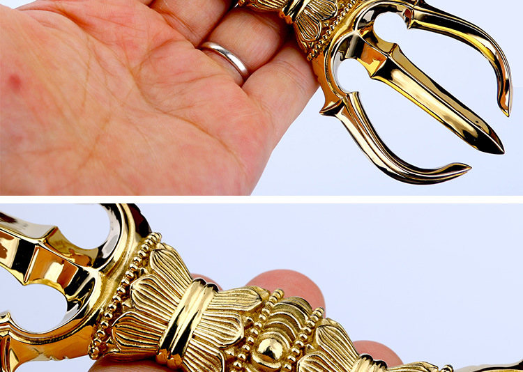 唐密法器真言宗法器东密法器真言宗三股金刚杵摆件黄铜手工21cm