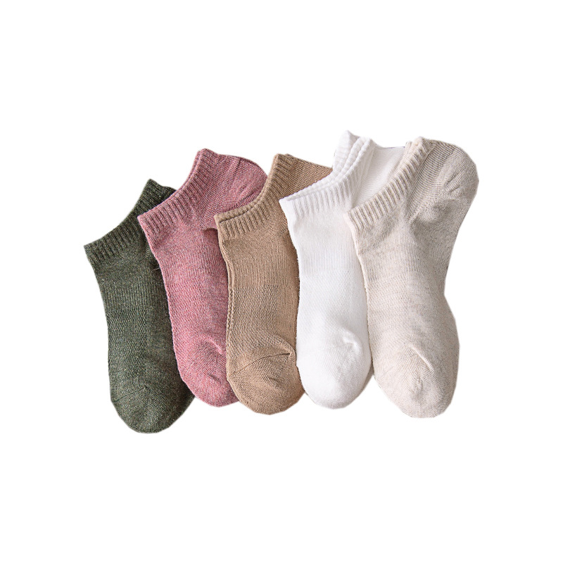 Spring and Summer Mesh Boat Socks Women's Japanese Breathable Thin Socks Cotton Solid Color Big Heel Women's Socks Wholesale