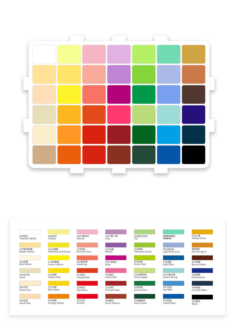 马蒂斯纳米水粉颜料套装盒35色42色49色果冻水粉学生便携写生水粉