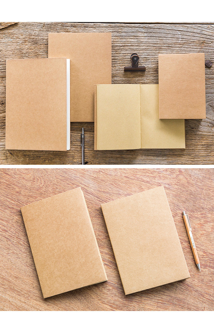 复古简约牛皮纸笔记本空白本日记记事本学生用草稿本简约本子文具