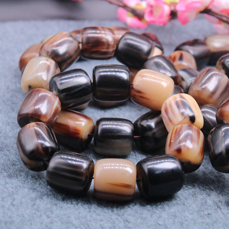 西藏牦牛角桶珠手串 牛角佛珠 藏式牛角手链12-25mm