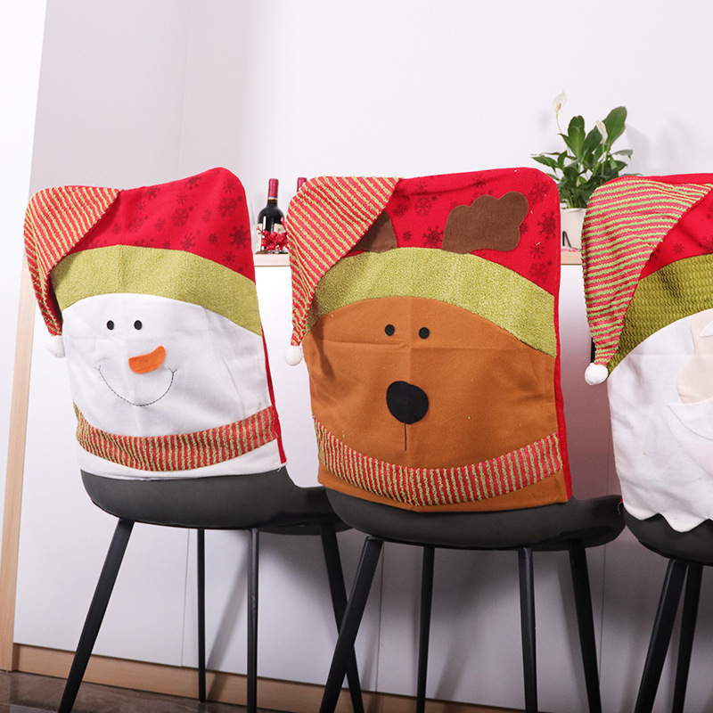 Cross-Border New Arrival Christmas Chair Back Cover Restaurant Home Hotel Christmas Decoration Seat Cover Santa Claus Chair Cover