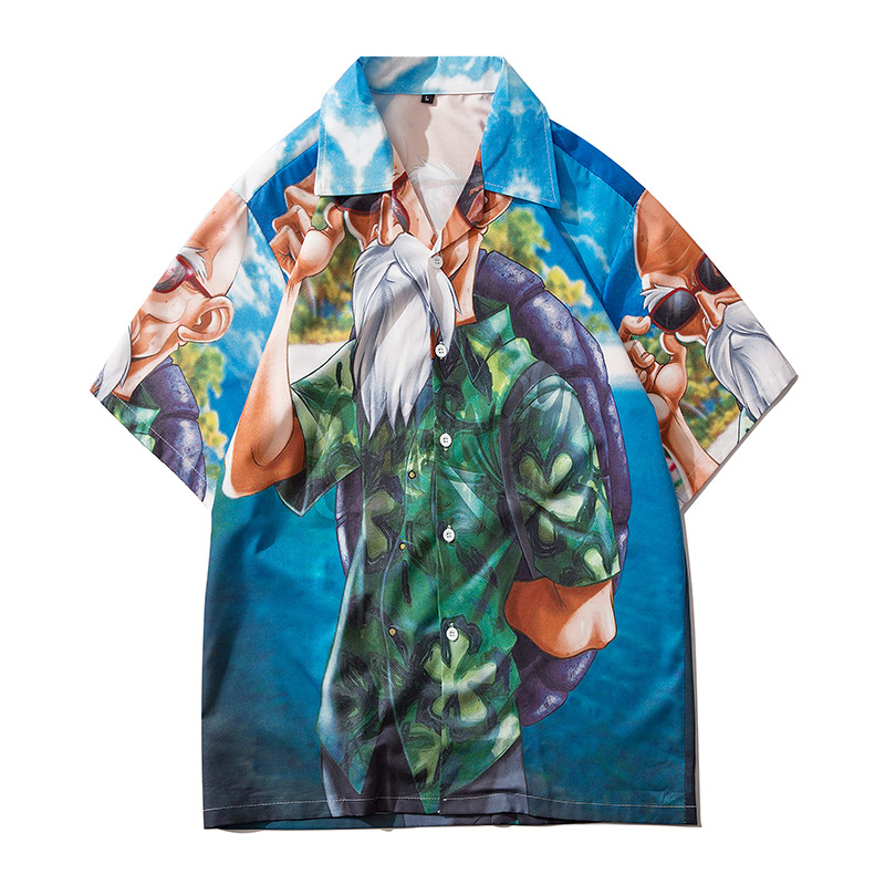 工厂直销批发3d数码印花龟仙人男式衬衣外贸欧美爆款青少年男士衬