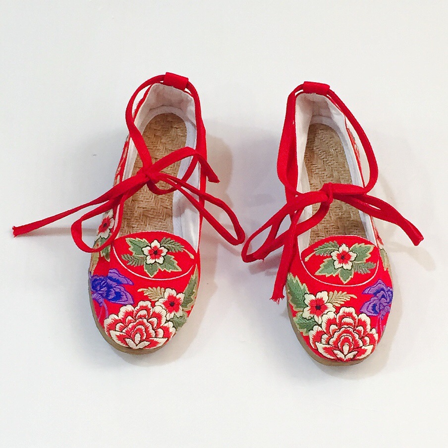 原版新款民族风绣花鞋棉麻刺绣花演出拍摄鞋民族风复古休闲绣花鞋