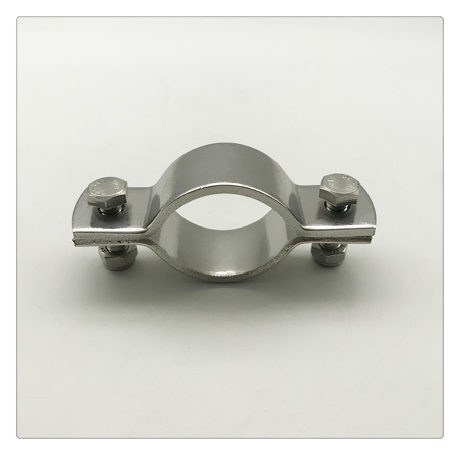 304不锈钢加厚无柄平板管支架管道固定管夹管卡管托管箍管管子夹