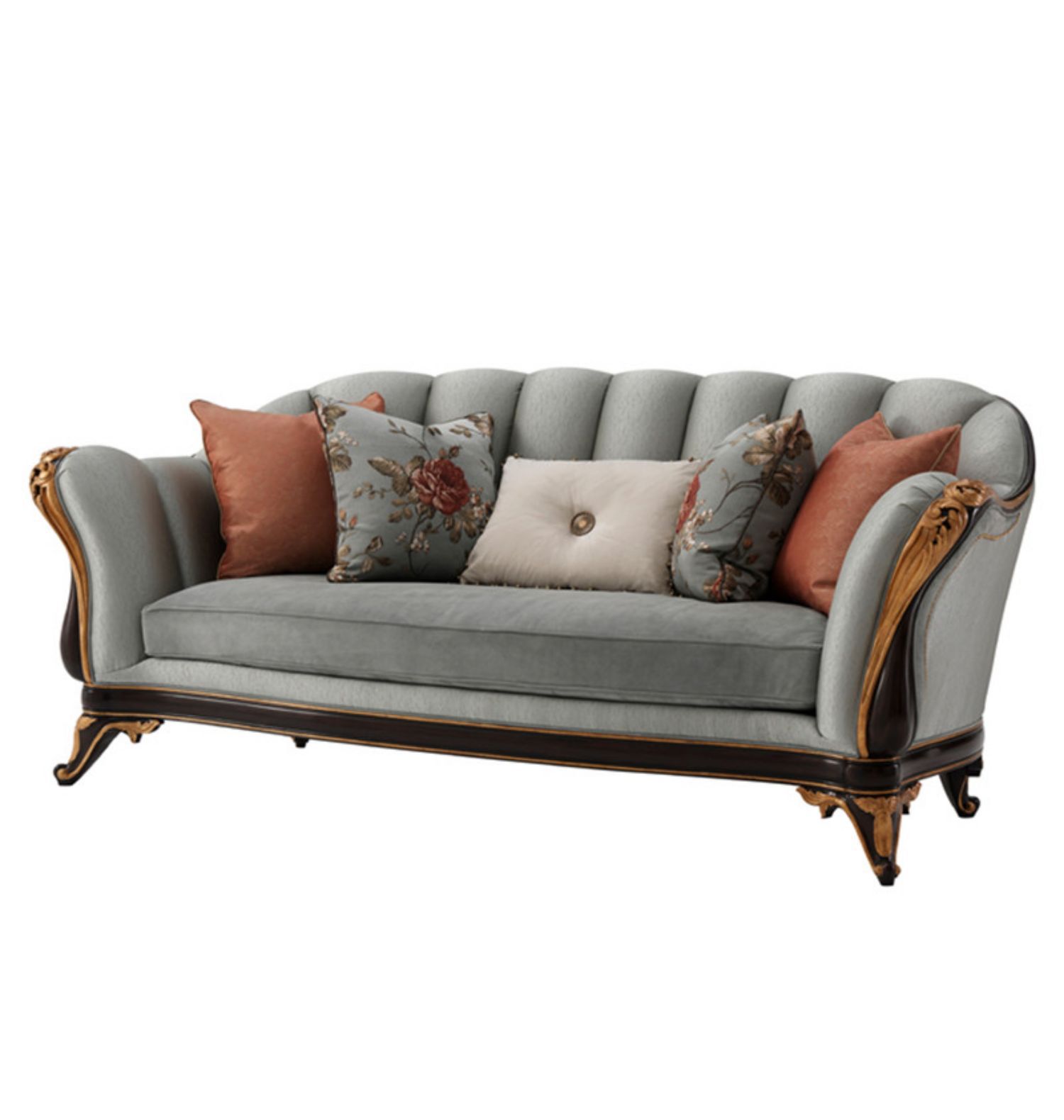 亚历山大沙发奢华新古典实木三人沙发意大利布艺沙发别墅三人沙发