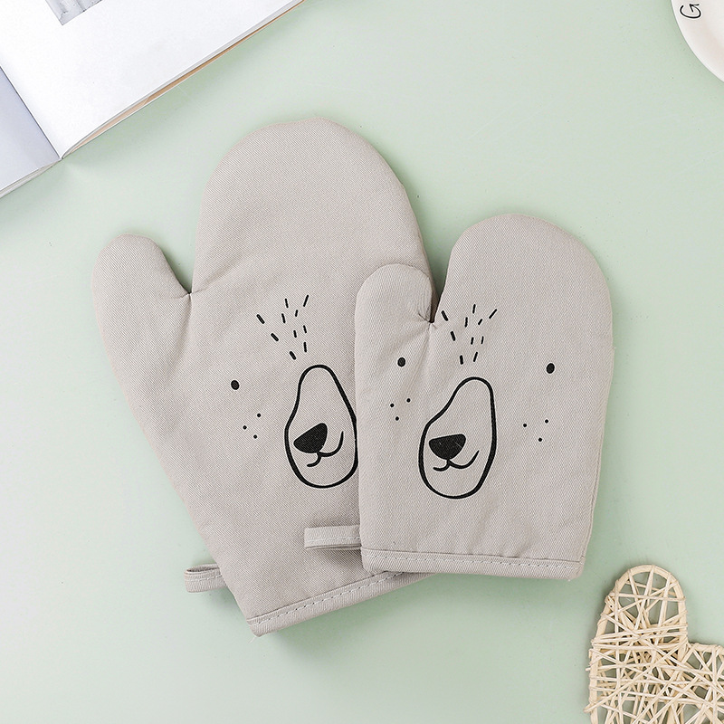 New Cotton Twill Cartoon Kid Heat Insulated Microwave Oven Gloves Parent-Child Baking Kitchen Oven Gloves Sample