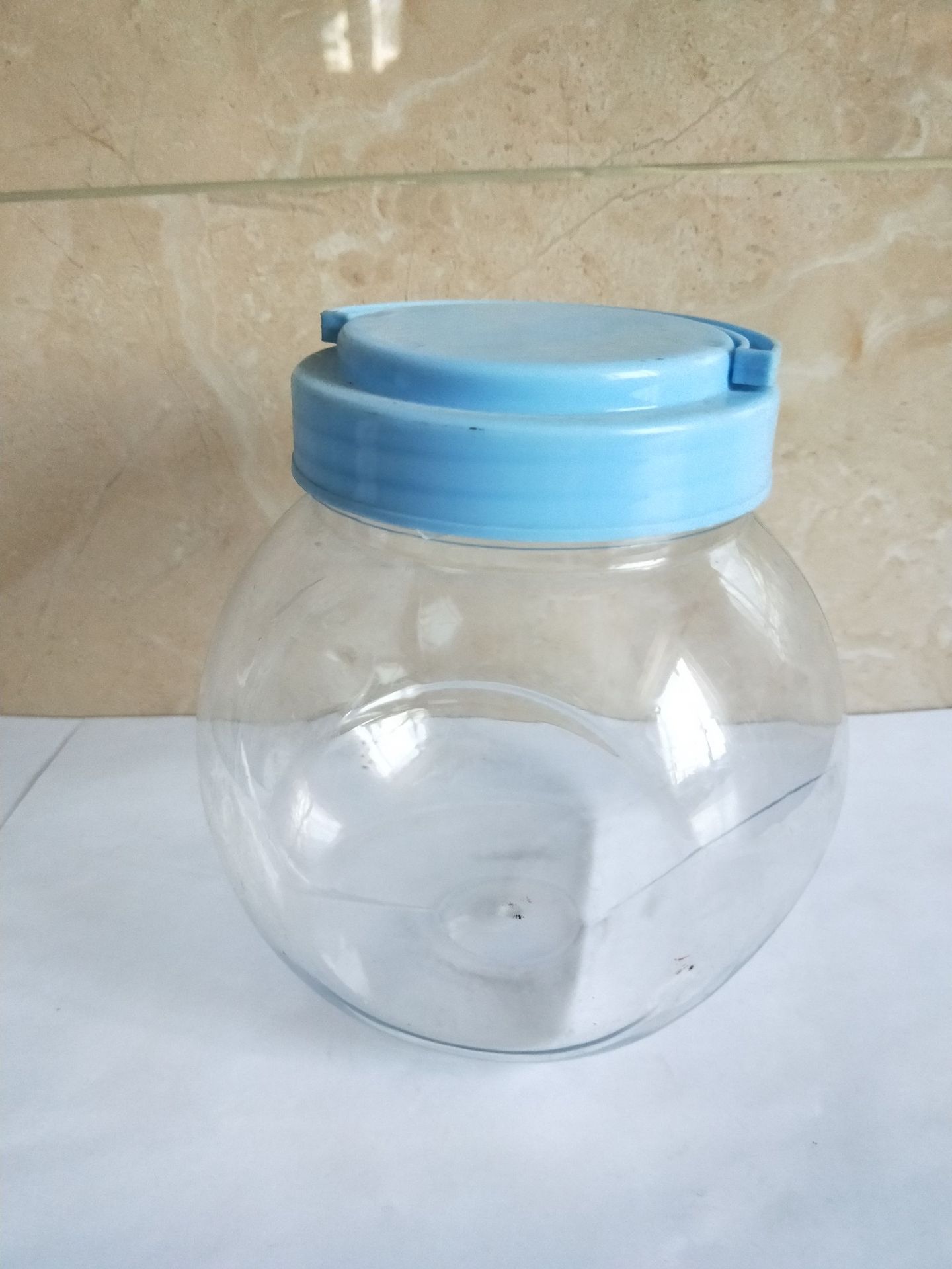 450毫升双底斜口罐小号文具罐广口斜放手提pet塑料透明瓶斜桶罐