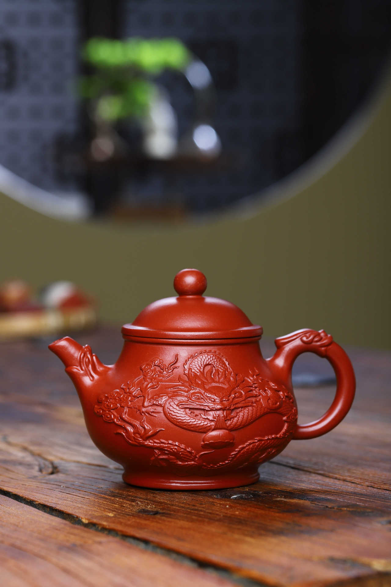 宜兴紫砂壶原矿大红袍降龙潘壶全手工定制茶壶茶具支持一件代发