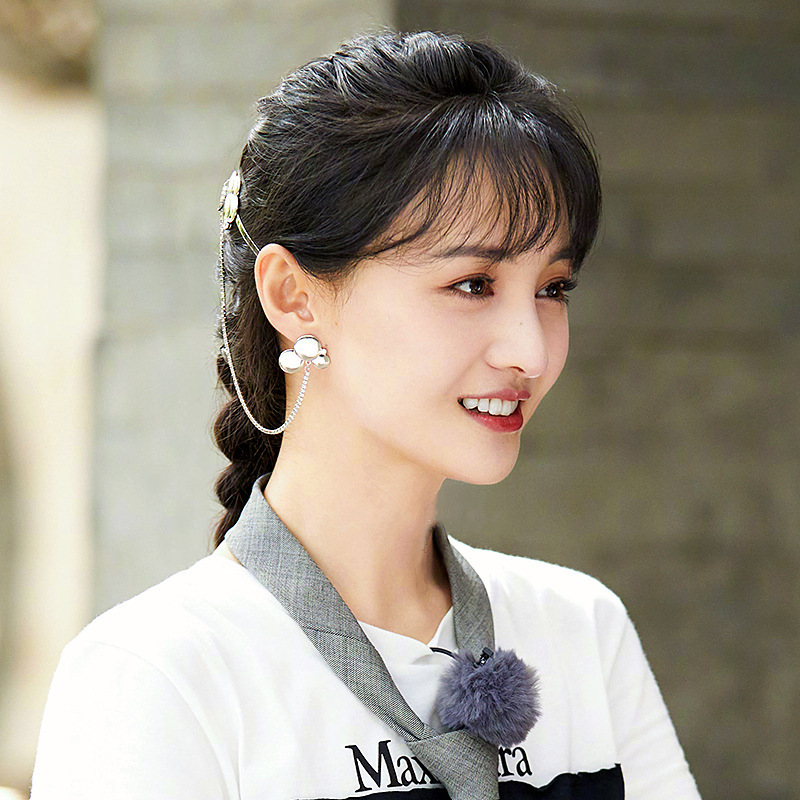 我在颐和园等你郑爽挂耳发饰同款综艺银色发夹百搭耳环一体耳饰女