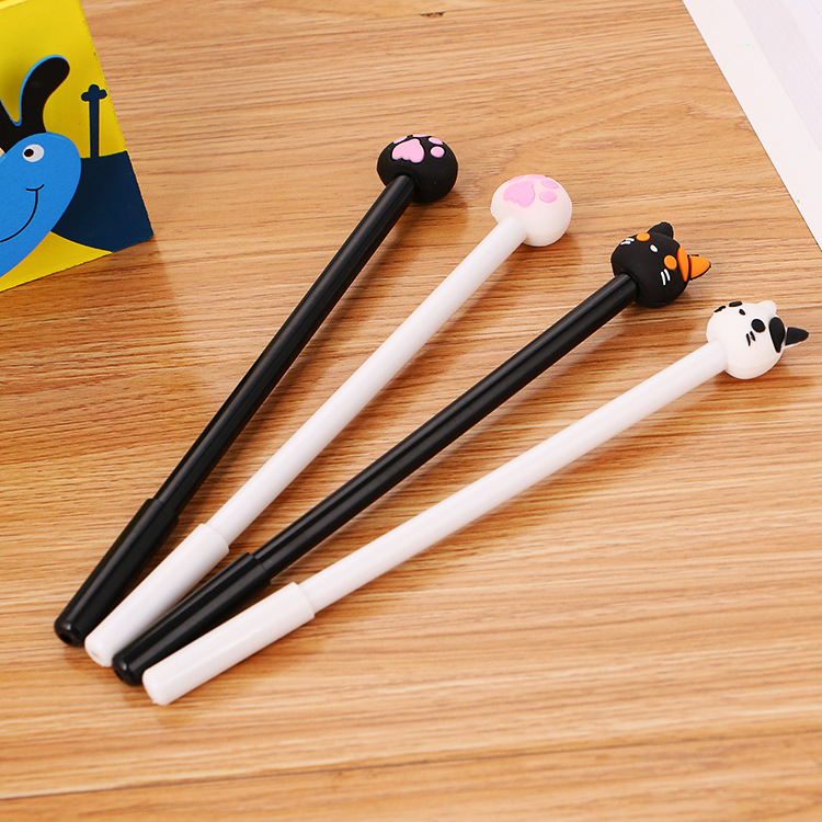 Cartoon Cat Gel Pen Creative Stationery Student Ball Pen Black Cute Learning Office Supplies Signature Pen Wholesale