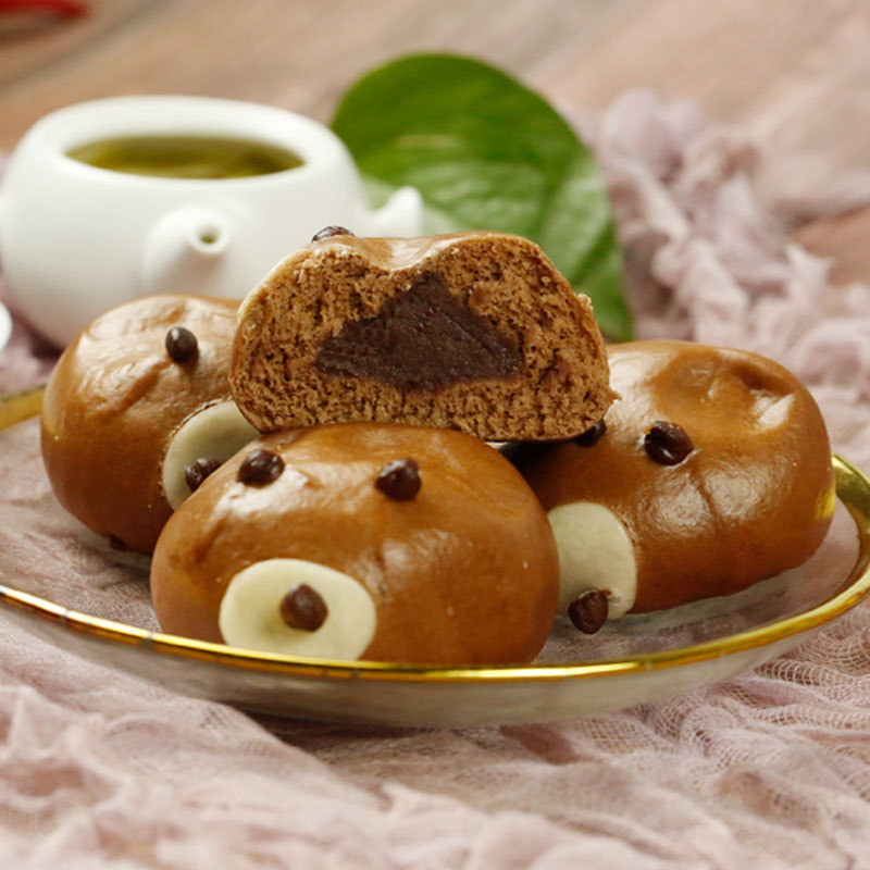 思念卡通熊仔包豆沙馅儿童面点 熊猫猪猪熊仔包360g*16可出口