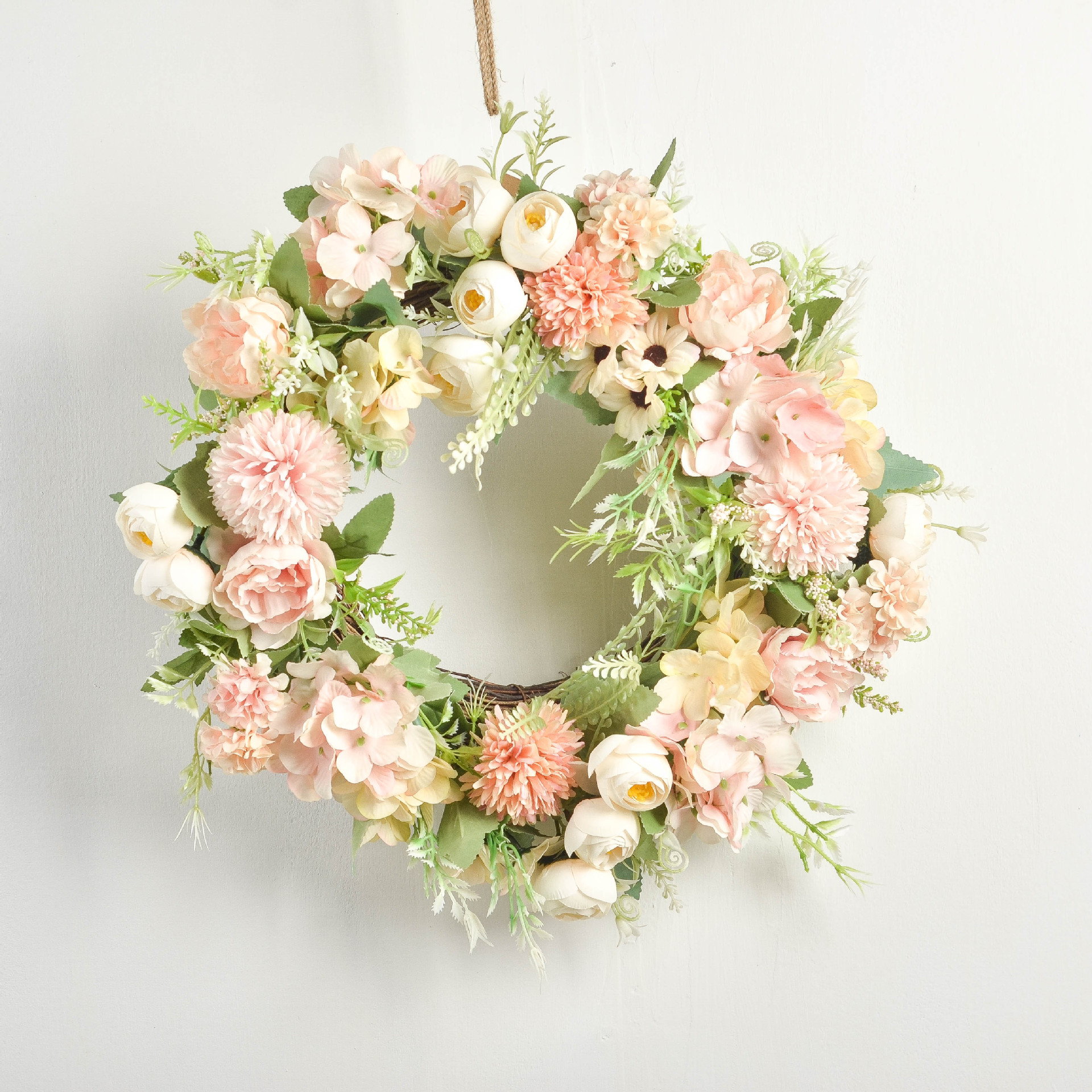 仿真花牡丹花绣球花新娘头饰花环艺术照拍摄装饰道具 25公分花环