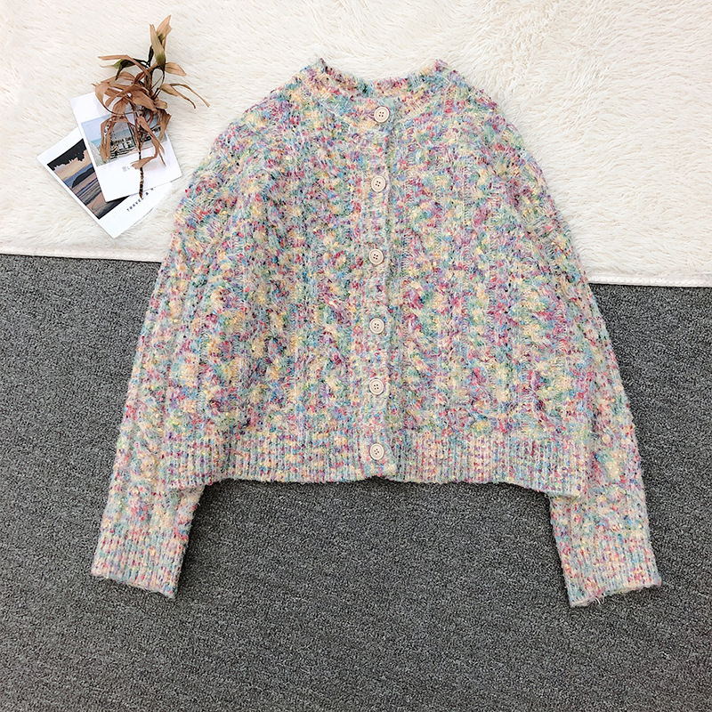 毛衣开衫彩色复古