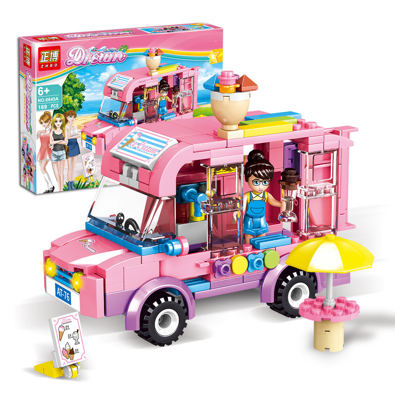 正博6646水乐园女孩游乐场大摆钟游轮玻璃桥地摊玩具儿童积木香江