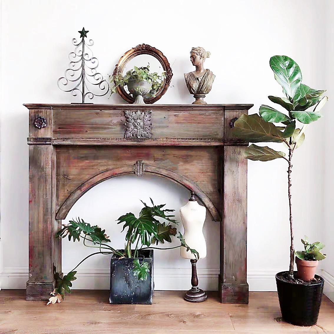 美式壁炉装饰柜民宿摆件欧式实木壁炉架电子雕花罗马柱11.21.5米