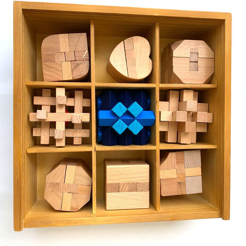 木质解锁套装 儿童早教玩具 鲁班锁解环解锁拆装玩具