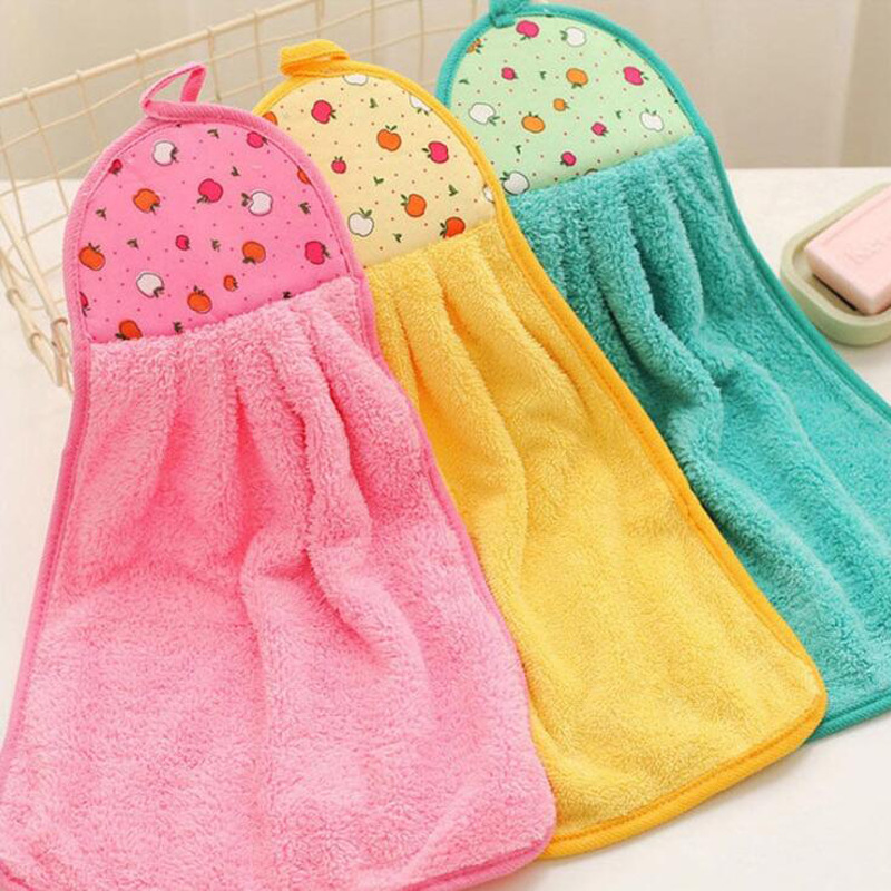 Coral Fleece Kitchen Household Cleaning Supplies Bathroom Hanging Absorbent Hand Towel Oil Towel Household Dishcloth