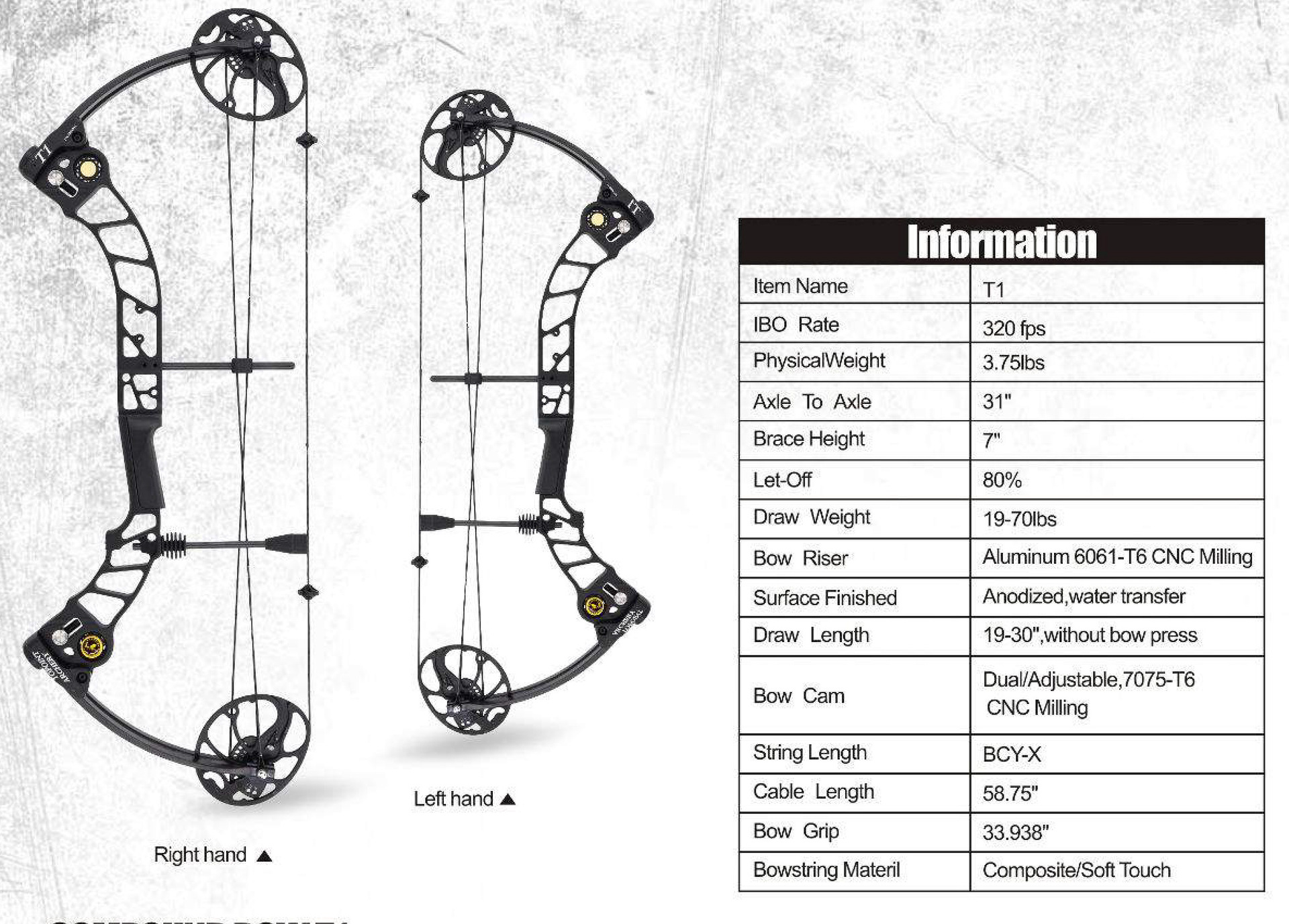 顶点复合弓箭t1 滑轮弓箭 户外竞技比赛射箭器材裸弓左手弓右手弓