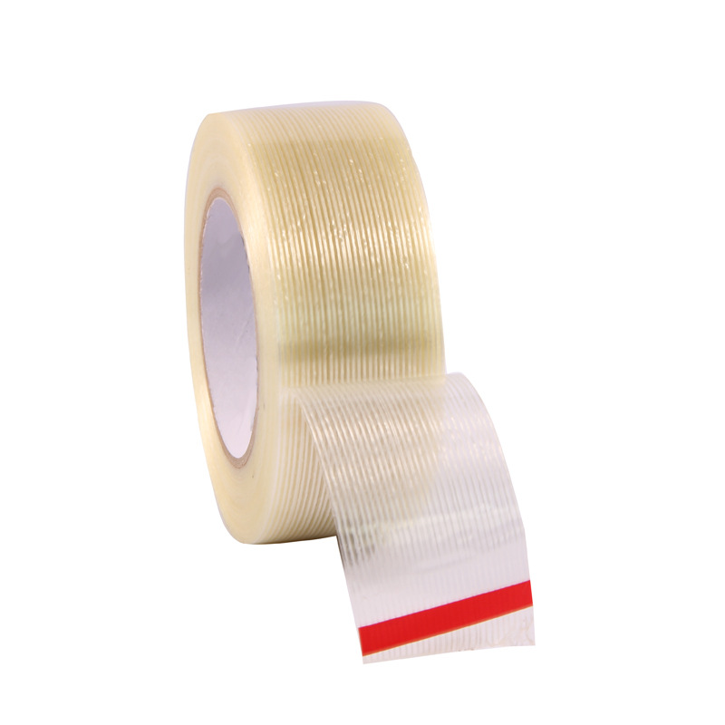 Factory Wholesale Strong Adhesive Striped Glass Fiber Tape Packaging Electrical Fixed Transparent Grid Tape