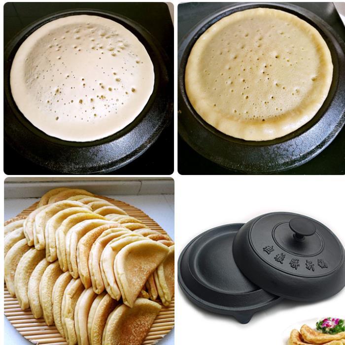 铸铁烙饼锅加厚煎饼鏊子无涂层饼折锅不粘锅耨耨烙糕摊黄子烙子锅