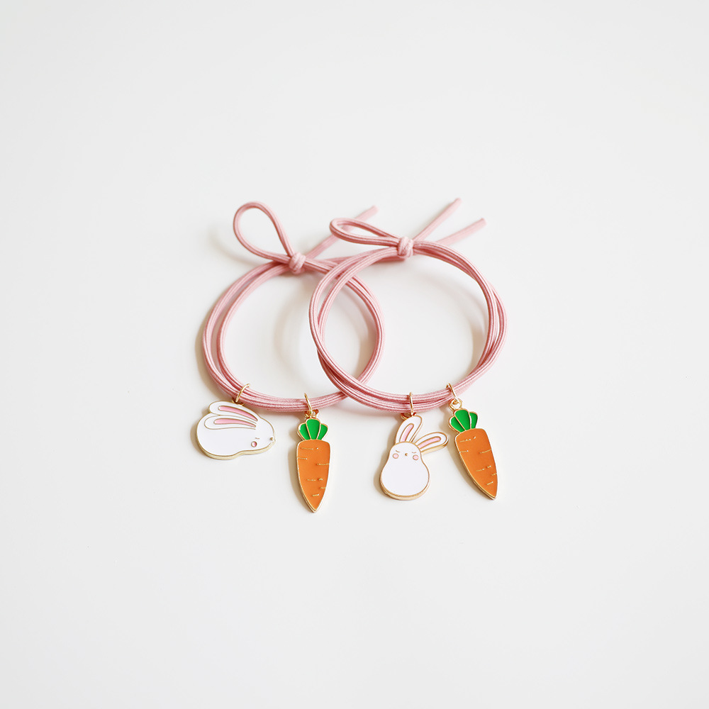 可爱兔子萝卜皮筋弹力发绳粉嫩少女心皮套发饰品