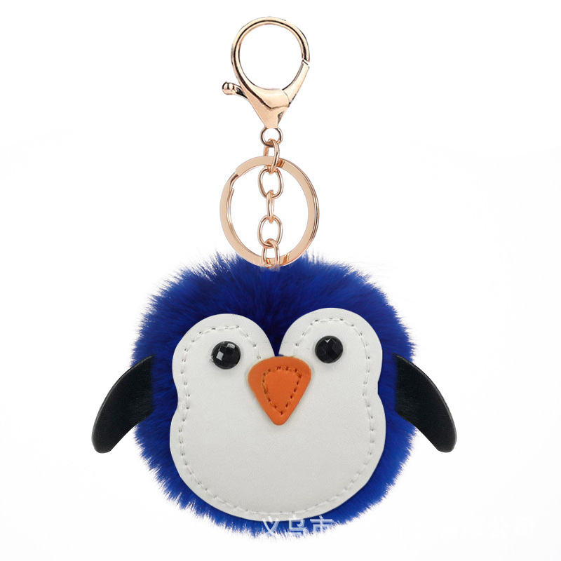 Hot Selling Cute Penguin Fur Ball Plush Key Chain Pendant Cartoon Animal Bag Car Pendant Small Animal Fur Ball