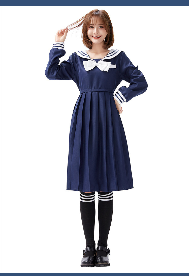 日系jk制服天蓝色大蝴蝶结海军风连衣裙日常软妹少女水手学生服装