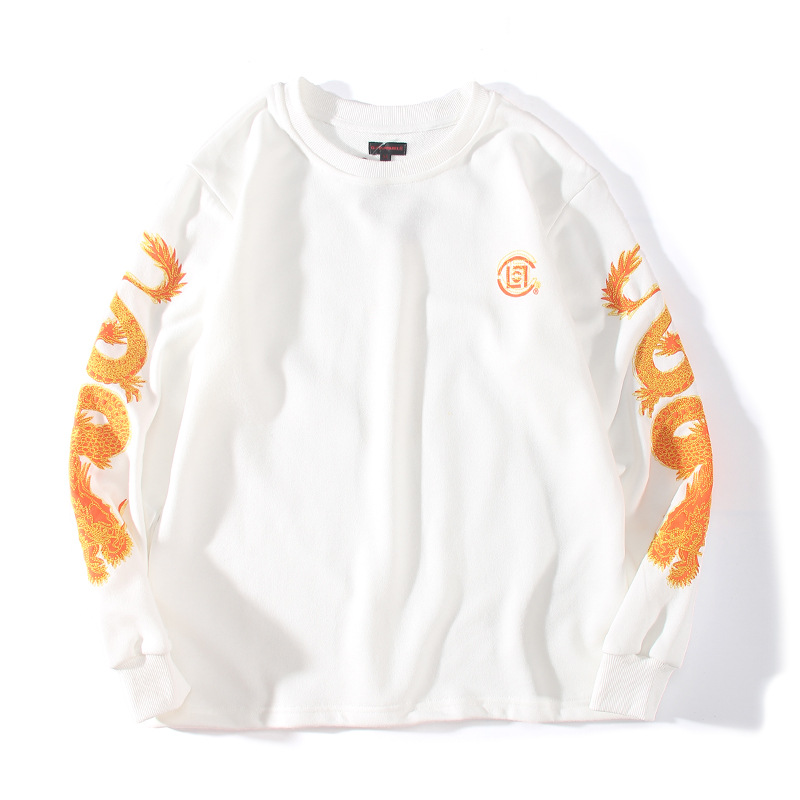 港风新款秋季陈冠希clot龙纹刺绣华人长袖毛圈圆领卫衣中国风男女