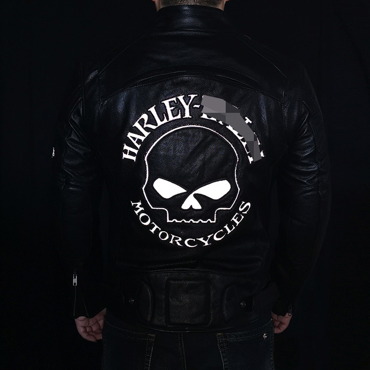 春秋哈雷骷髅机车真皮皮衣男厂家直销立领休闲加厚牛皮皮夹克外套