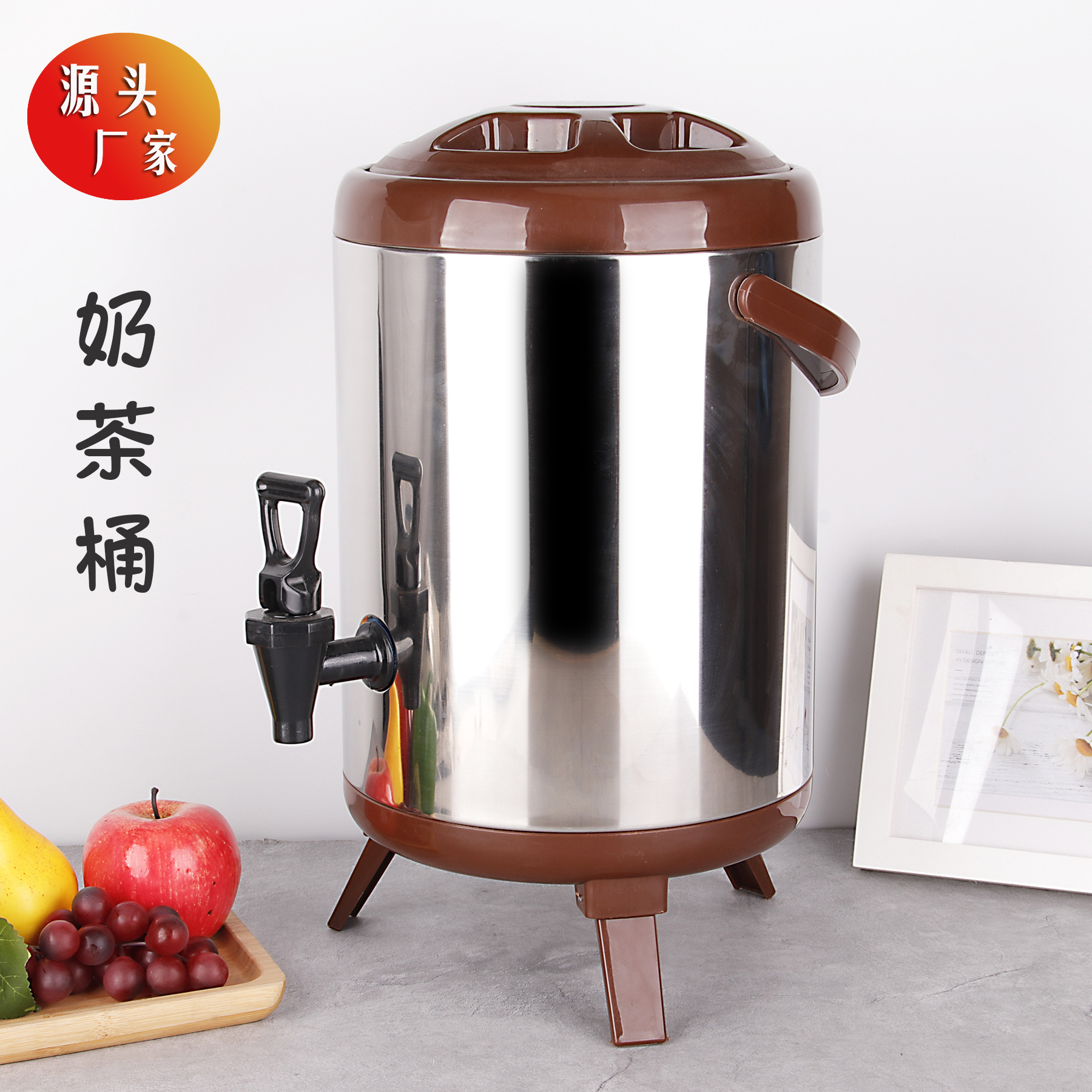 厂家批发商用不锈钢奶茶桶 保温家用双层奶茶保温桶豆浆桶早餐桶