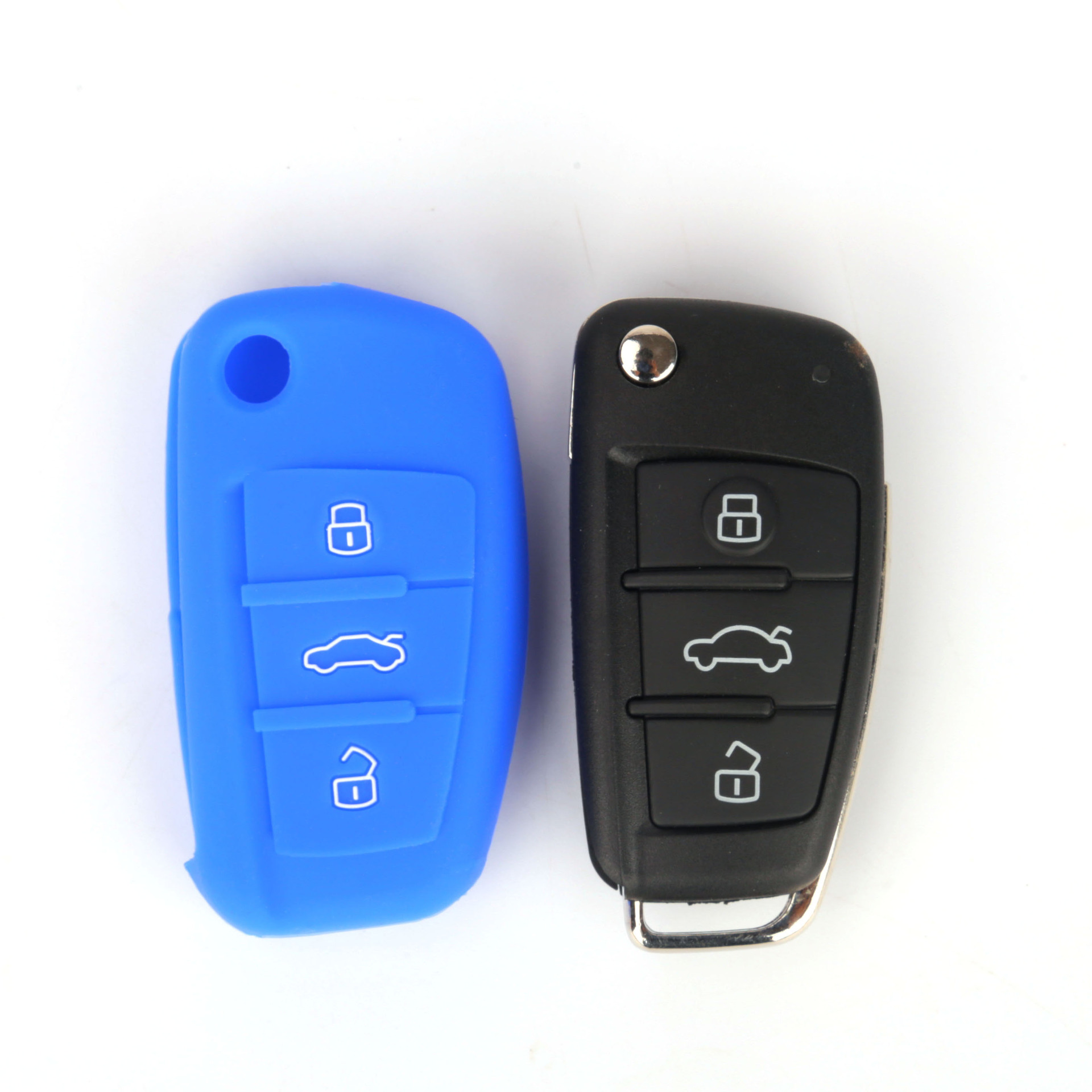 适用于奥迪a1折叠3键带标滴胶车用钥匙套遥控器保护套壳定制批发