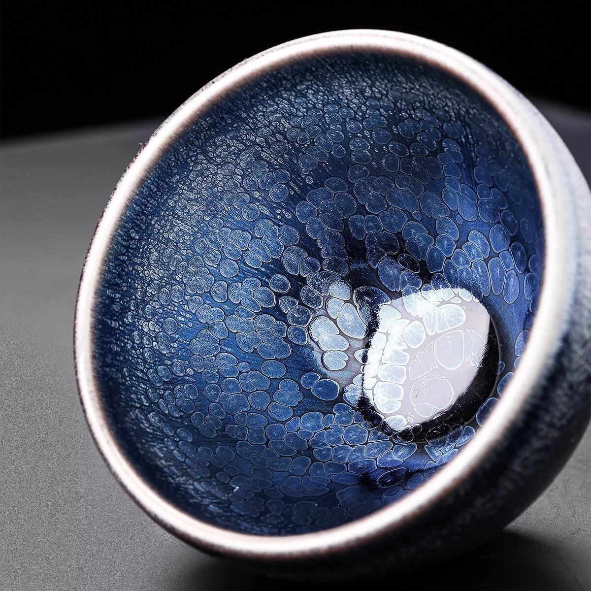建盏主人杯陶瓷茶杯建阳建盏原矿铁胎茶盏星空蓝油滴茶盏批发