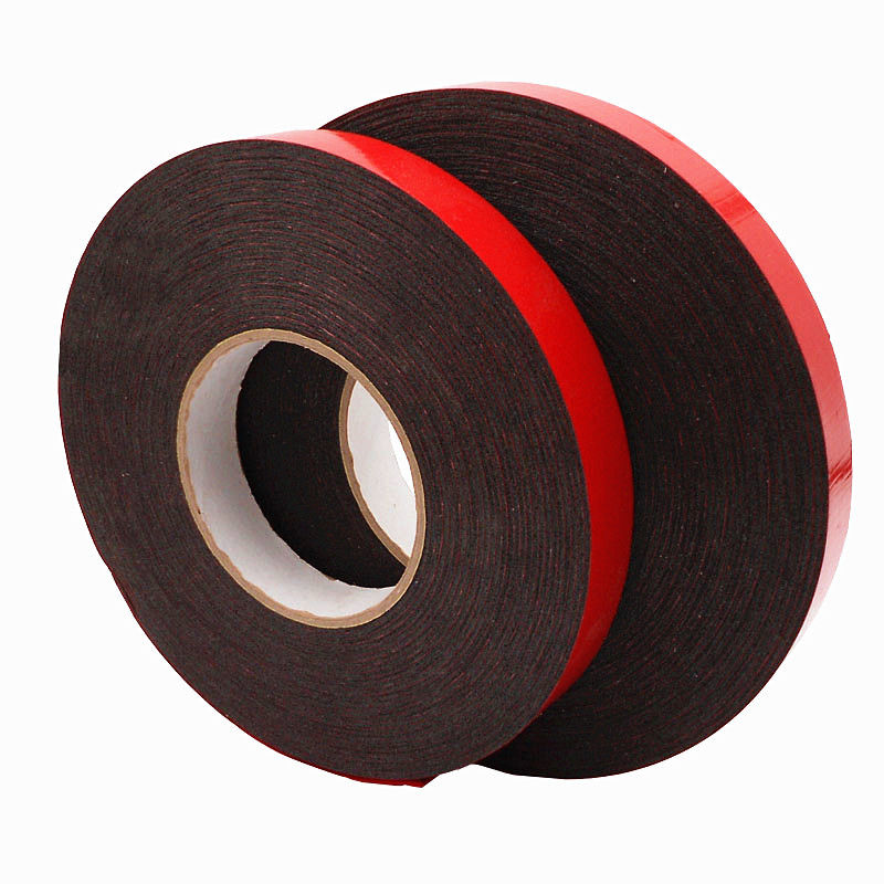 厂家直销 强力无痕红膜黑胶汽车专用pe泡棉缓震隔热双面胶1mm厚