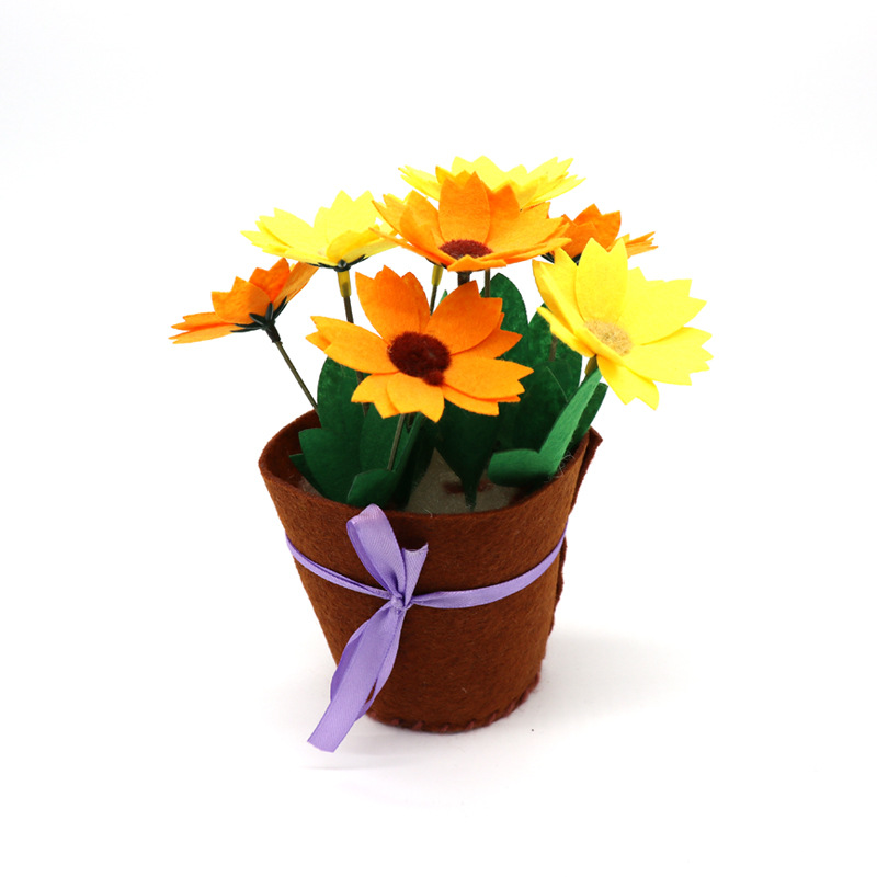 儿童diy手工盆栽不织布手工花盆布艺盆栽 幼儿母亲节手工材料包